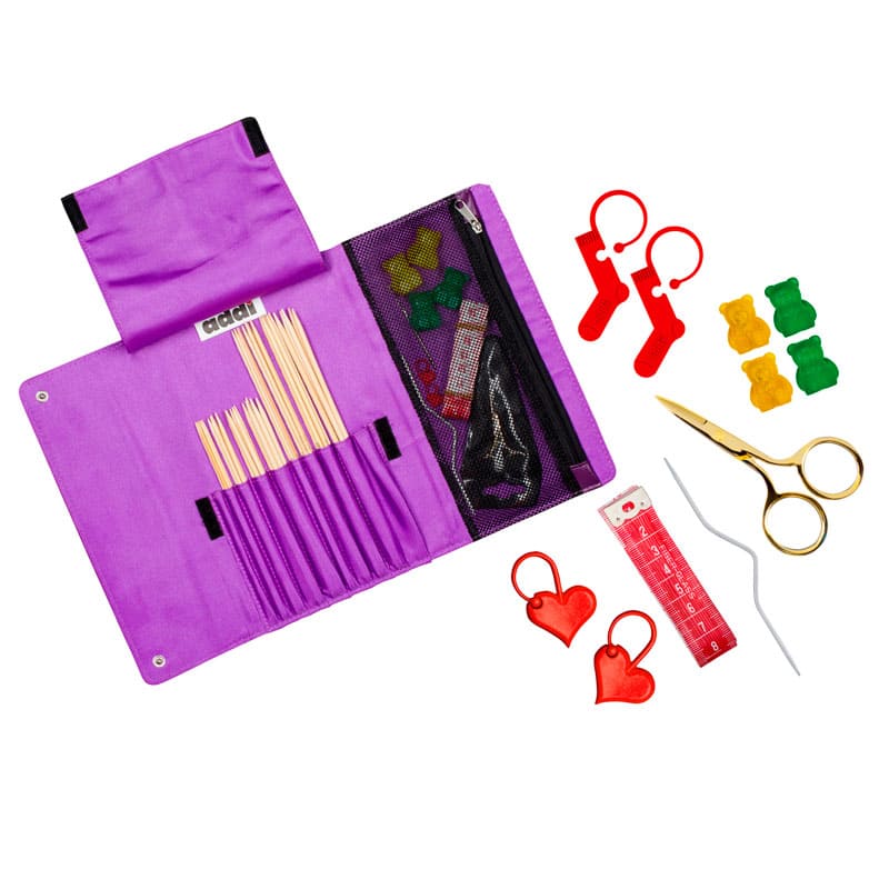 Набор бамбуковых чулочных спиц и аксессуаров в чехле addiSocks от Wolly Hugs.601-2