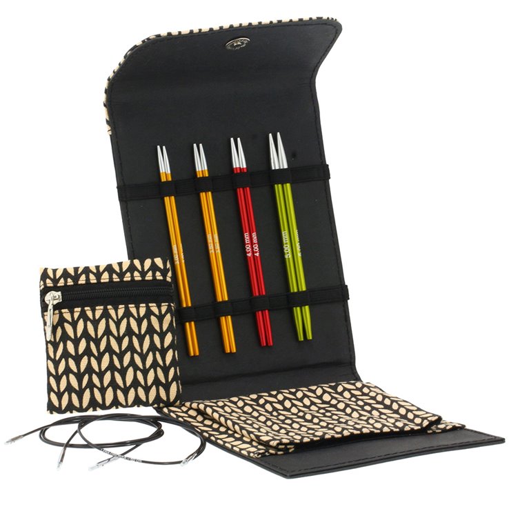 Набор чулочных спиц 15см LG (алюминий, Rainbow, кожзам), цвет черный