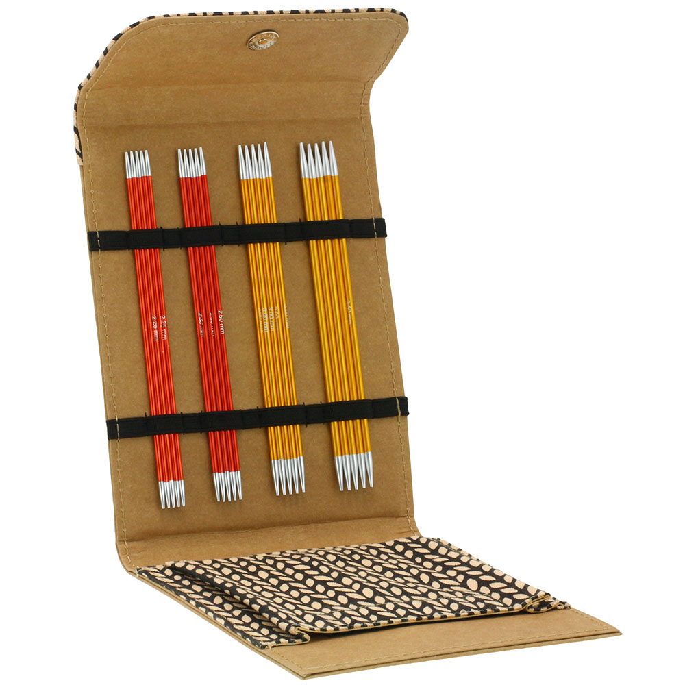 Набор чулочных спиц 15см LG (алюминий, Rainbow, кожзам), цвет бежевый