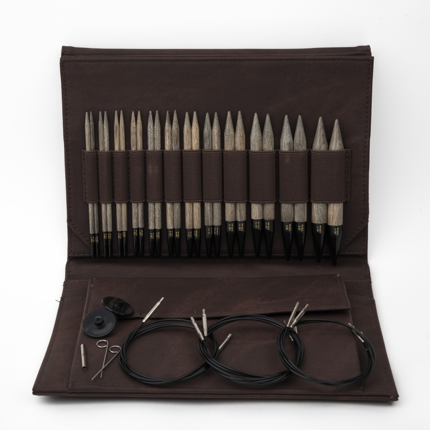 Набор разъемных спиц LYKKE, дерево, длина 11.5 см, цвет Driftwood Cacao